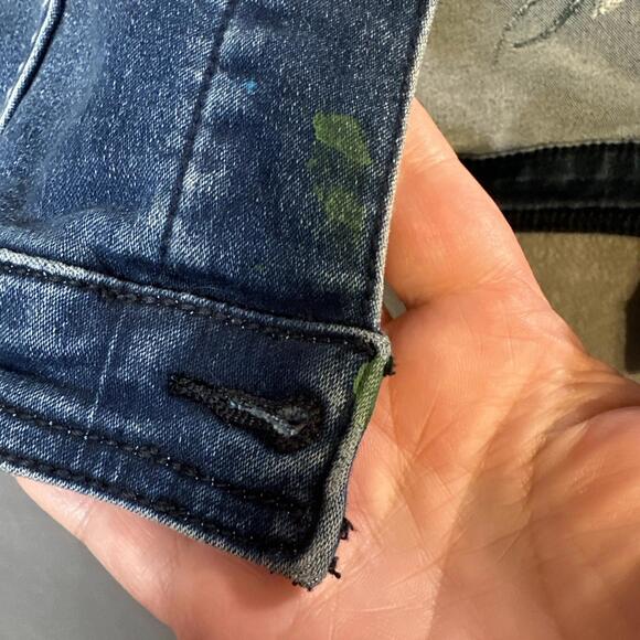 DG2 Diane Gilman Crane Cherry Blossom Denim Jacket Women’s Blue Floral XL - Picture 6 of 9